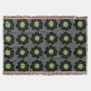 Schwarze Blume Boho Style Throw Blanket Decke