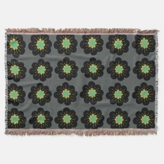 Schwarze Blume Boho Style Throw Blanket Decke (Vorderseite)