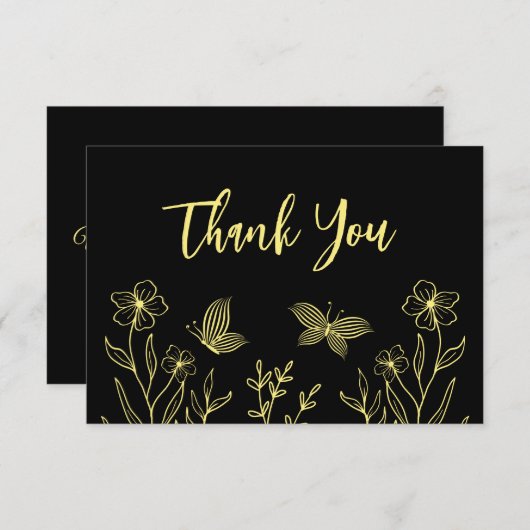 Schwarze Blume Dankeskarte (Vorne/Hinten)