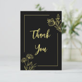 Schwarze Blume Dankeskarte (Stehend Vorderseite)