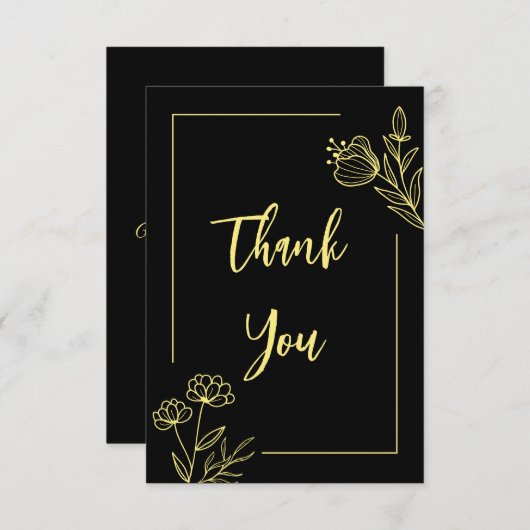 Schwarze Blume Dankeskarte (Vorne/Hinten)