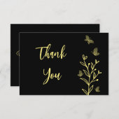 Schwarze Blume Dankeskarte (Vorne/Hinten)