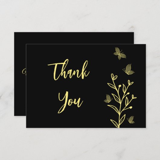 Schwarze Blume Dankeskarte (Vorne/Hinten)