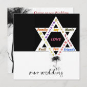 Schwarze Blume des Lebens Jüdische Hochzeit Einladung (Vorne/Hinten)