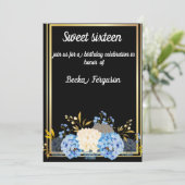 SCHWARZE BLUME ELEGANT EINLADUNG (Stehend Vorderseite)