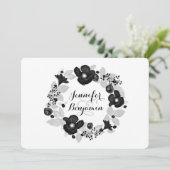 Schwarze Blume Elegante Hochzeit Einladung (Stehend Vorderseite)