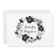 Schwarze Blume Elegante Hochzeit Einladung