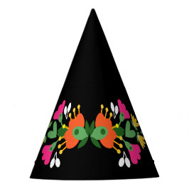 Schwarze Blume Fiesta Mexikanische Stickerei Gebur Partyhütchen