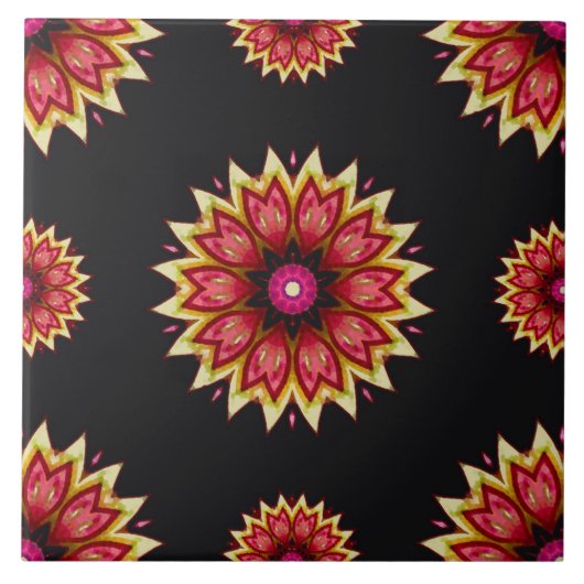 Schwarze Blume Fliese (Vorderseite)