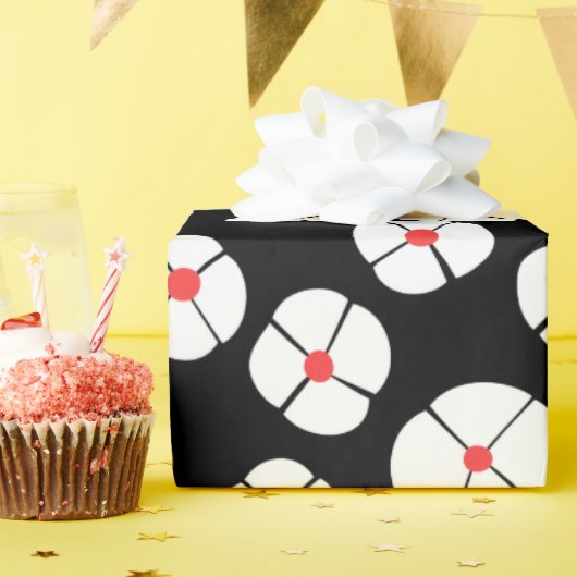 Schwarze Blume Geschenkpapier (Geburtstagsparty)