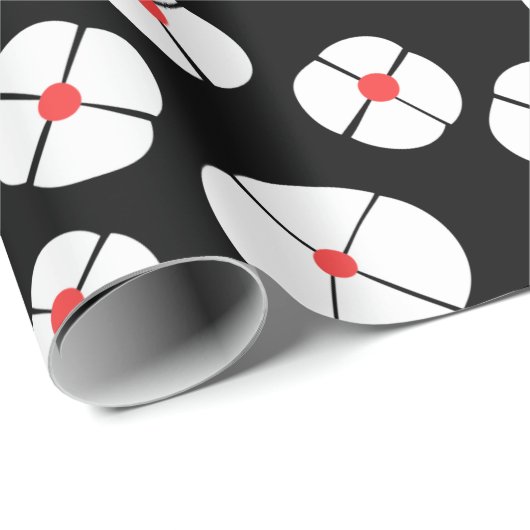 Schwarze Blume Geschenkpapier (Rolleneckpunkt)