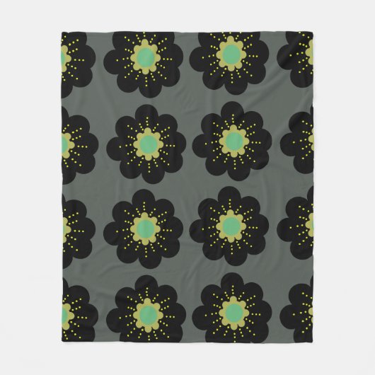 Schwarze Blume Hippie Pattern Fleece Blanket (Vorderseite)