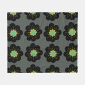 Schwarze Blume Hippie Pattern Fleece Blanket (Vorderseite (Horizontal))