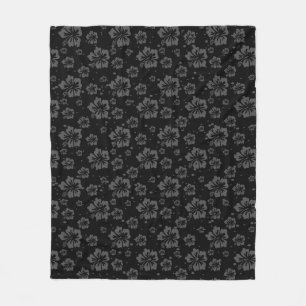 Schwarze Blume - Illustration auf schwarzem Hinter Fleecedecke