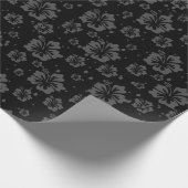 Schwarze Blume - Illustration auf schwarzem Hinter Geschenkpapier (Ecke)