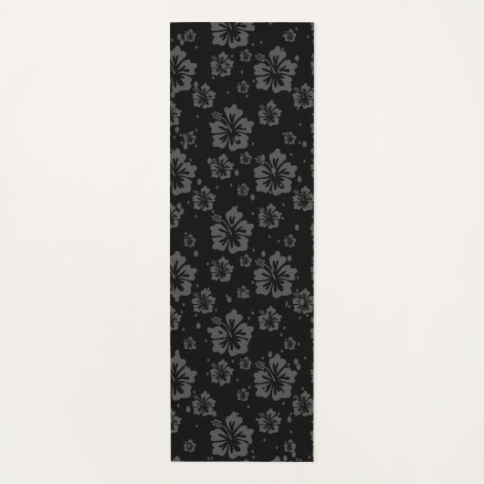 Schwarze Blume - Illustration auf schwarzem Hinter Yogamatte (Vorderseite)