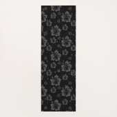 Schwarze Blume - Illustration auf schwarzem Hinter Yogamatte (Rückseite)