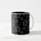 Schwarze Blume - Illustration auf schwarzem Hinter Zweifarbige Tasse (VorderseiteRechts)