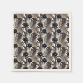 Schwarze Blume im gotischen Stil Serviette