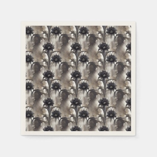 Schwarze Blume im gotischen Stil Serviette (Vorderseite)