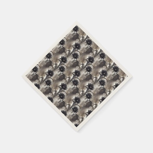 Schwarze Blume im gotischen Stil Serviette (Ecke)