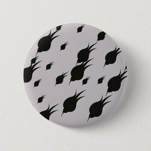 schwarze Blume in den Schneeflocken Button (Vorderseite)