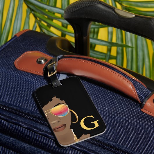 Schwarze Blume in der Haare, Monogramm, Rosa und B Gepäckanhänger (Vorderseite Insitu 1)