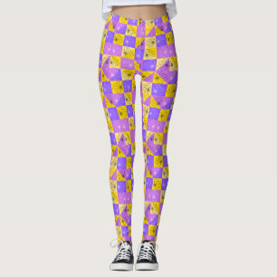Schwarze Blume in rosa lila und goldfarben abstrak Leggings