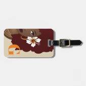 Schwarze Blume in Rotem Afro, Orange, Ursprünglich Gepäckanhänger (Vorderseite horizontal)