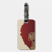 Schwarze Blume in Rotem Afro, Orange, Ursprünglich Gepäckanhänger (Rückseite vertikal)