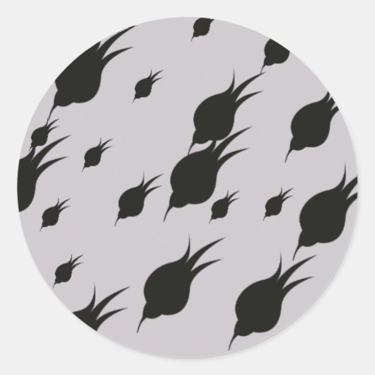 Schwarze Blume in Schneeflocken Runder Aufkleber (Vorderseite)