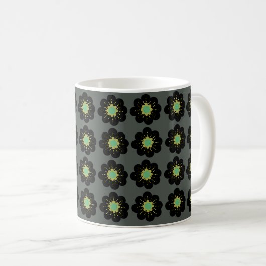 Schwarze Blume Kaffeetasse (VorderseiteRechts)