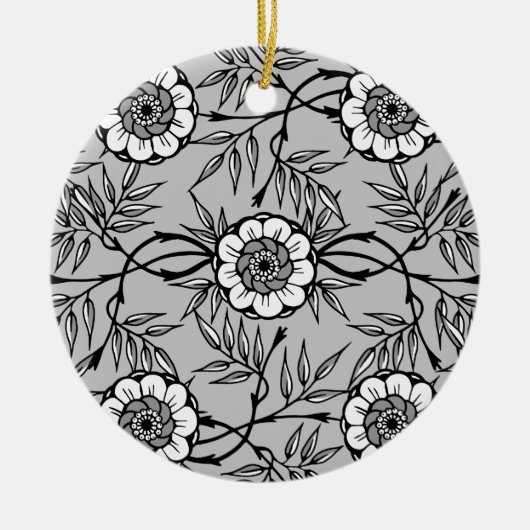 Schwarze Blume Keramikornament (Vorne)