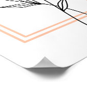 Schwarze Blume Kontur mit Peach Frame Art Poster (Ecke)