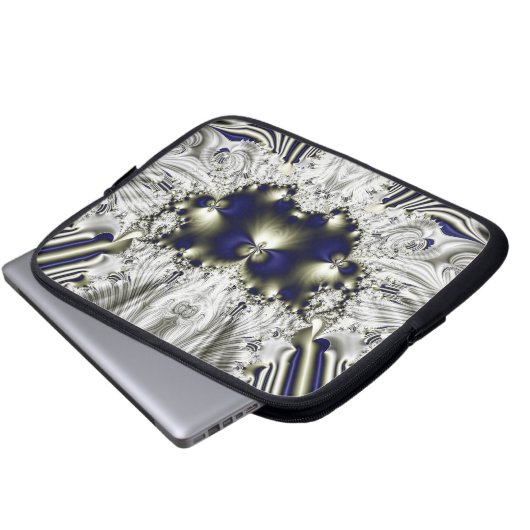 Schwarze Blume Laptopschutzhülle (Vorne Knopf)