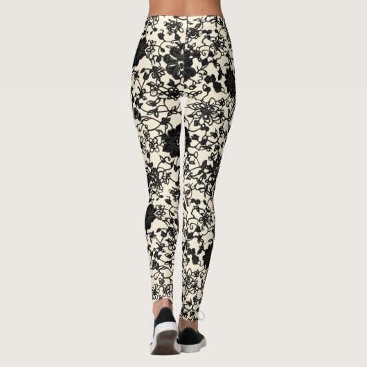 Schwarze Blume Leggings (Rückseite)