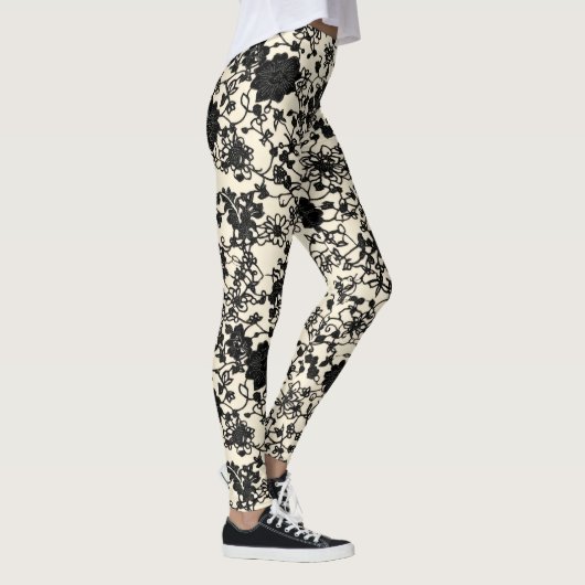 Schwarze Blume Leggings (Rechts)
