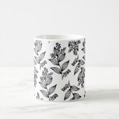 Schwarze Blume Muster Botanisch Dunkelweiß Kaffeetasse (Mittel)