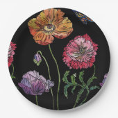 Schwarze Blume Muster Papierplatte Party-Platte Pappteller (Vorderseite)