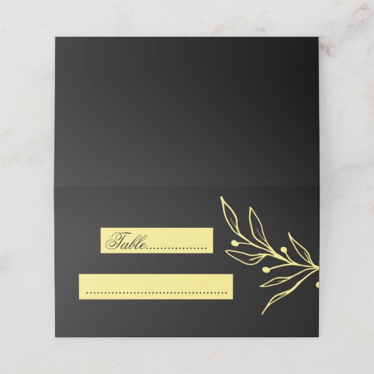 Schwarze Blume Platzkarte (Außenseite Aufgefaltet)