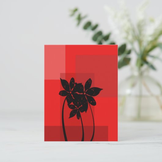Schwarze Blume Postkarte (Stehend Vorderseite)