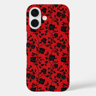 Schwarze Blume Rot iPhone 16 Hülle