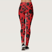 Schwarze Blume Rot Leggings (Rückseite)