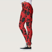 Schwarze Blume Rot Leggings (Links)