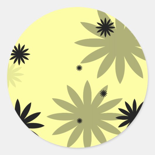 Schwarze Blume Runder Aufkleber (Vorderseite)