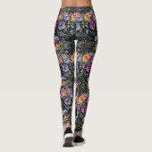 Schwarze Blume Schädelleder - Skulpturen Leggings (Rückseite)