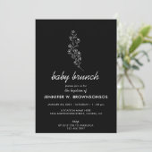 Schwarze Blume Sommer Herbst Brunch Taufe Einladung (Stehend Vorderseite)