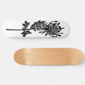 Schwarze Blume Stift Weißer Hintergrund Skateboard (Horizontal)