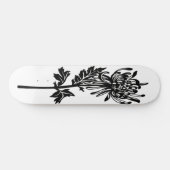 Schwarze Blume Stift Weißer Hintergrund Skateboard (Horizontal)