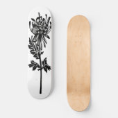 Schwarze Blume Stift Weißer Hintergrund Skateboard (Vorderseite)